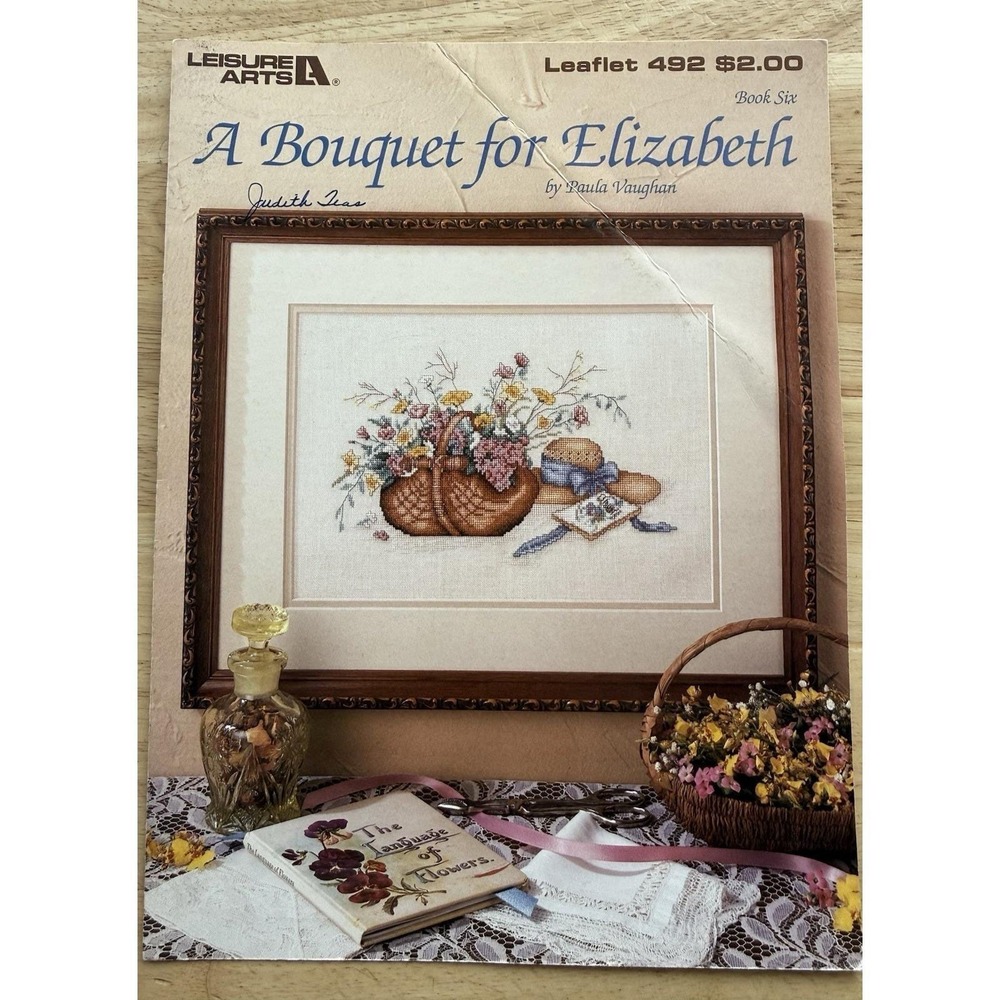 A Bouquet for Elizabeth Paula‎ Vaughan Leisure Arts Cross Stitch Pattern Leaflet